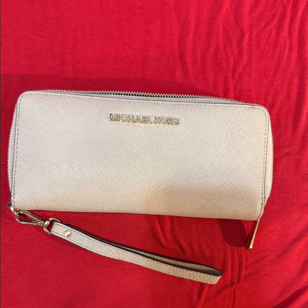 Michael Kors Cream Wristlet Clutch